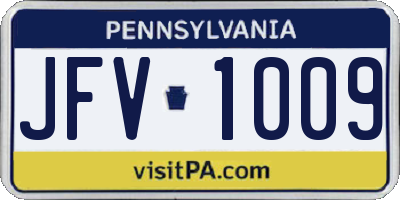 PA license plate JFV1009