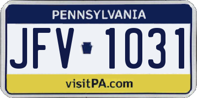 PA license plate JFV1031