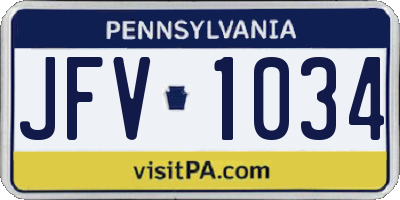 PA license plate JFV1034