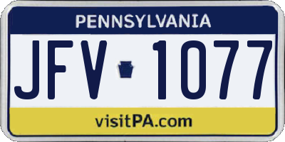 PA license plate JFV1077