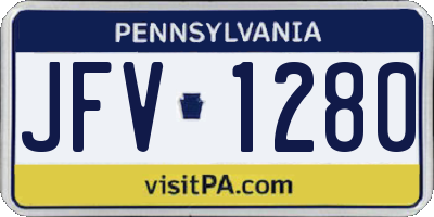 PA license plate JFV1280