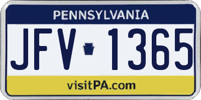 PA license plate JFV1365