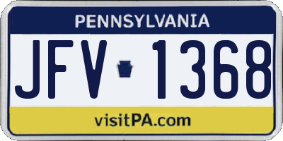 PA license plate JFV1368