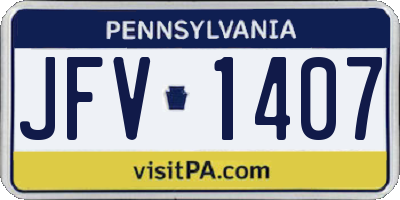 PA license plate JFV1407