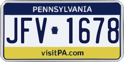 PA license plate JFV1678