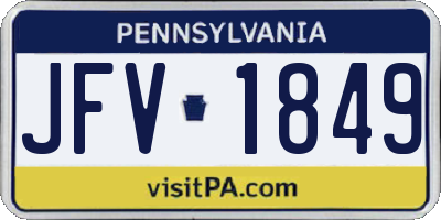 PA license plate JFV1849