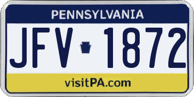 PA license plate JFV1872