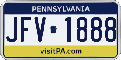PA license plate JFV1888