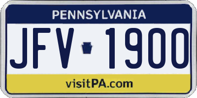 PA license plate JFV1900