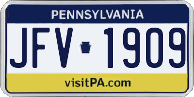 PA license plate JFV1909