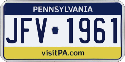 PA license plate JFV1961