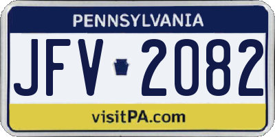 PA license plate JFV2082