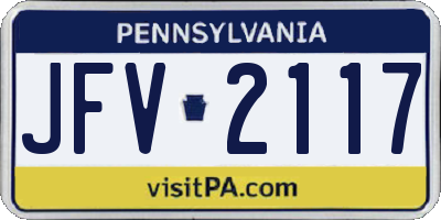 PA license plate JFV2117