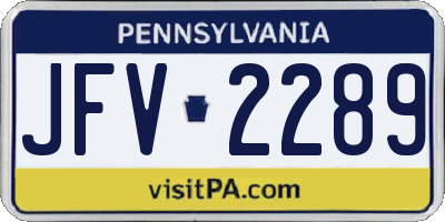 PA license plate JFV2289
