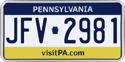 PA license plate JFV2981