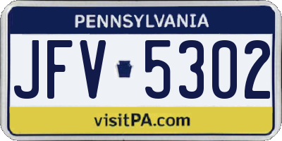 PA license plate JFV5302