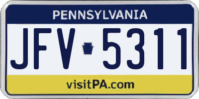 PA license plate JFV5311