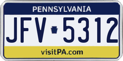 PA license plate JFV5312