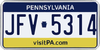 PA license plate JFV5314