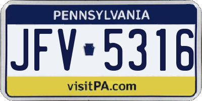 PA license plate JFV5316