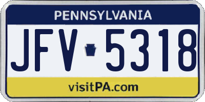 PA license plate JFV5318