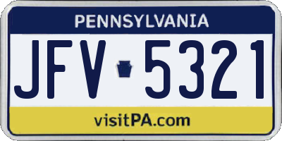 PA license plate JFV5321