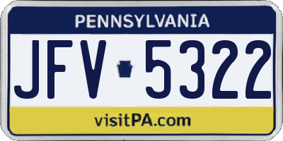 PA license plate JFV5322