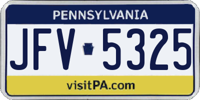 PA license plate JFV5325