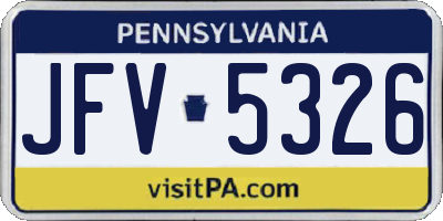 PA license plate JFV5326