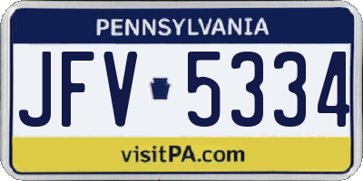 PA license plate JFV5334