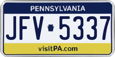 PA license plate JFV5337