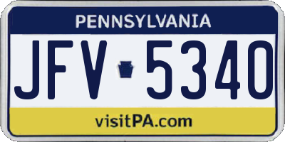 PA license plate JFV5340