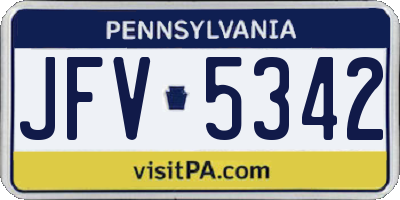 PA license plate JFV5342