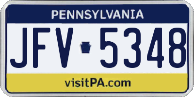 PA license plate JFV5348