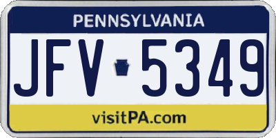 PA license plate JFV5349