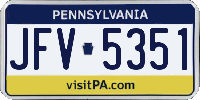 PA license plate JFV5351