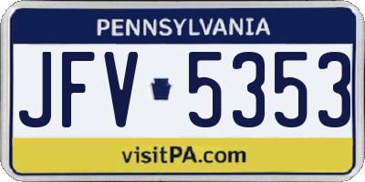 PA license plate JFV5353