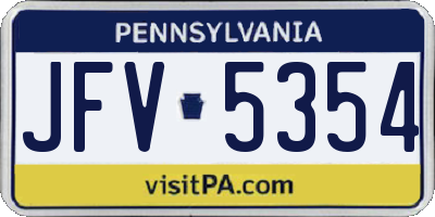 PA license plate JFV5354