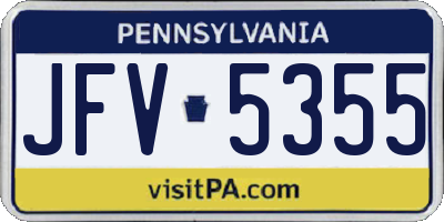 PA license plate JFV5355