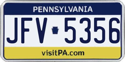 PA license plate JFV5356