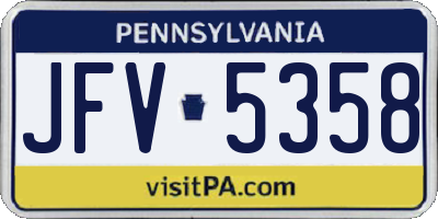 PA license plate JFV5358