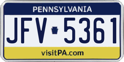PA license plate JFV5361