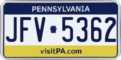 PA license plate JFV5362