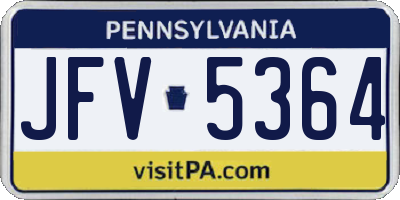 PA license plate JFV5364