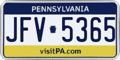 PA license plate JFV5365