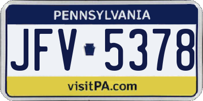 PA license plate JFV5378