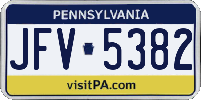 PA license plate JFV5382