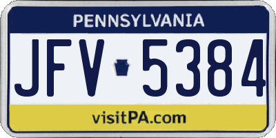 PA license plate JFV5384