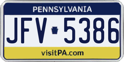PA license plate JFV5386