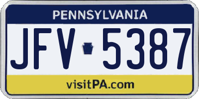 PA license plate JFV5387